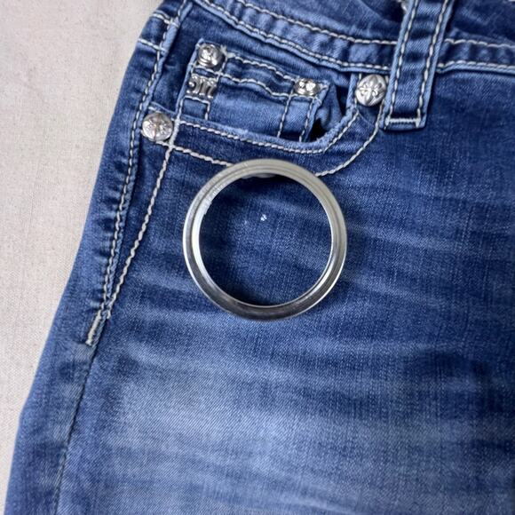 Vintage Y2K Miss Me Skinny Jeans 27 | Embroidered Angel Wing Rhinestone Denim - Picture 7 of 16